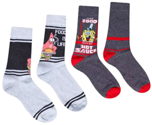SPONGEBOB SQUAREPANTS Men’s 2 Pair Of Socks ‘I LIKE FOOD WITH MY HOT SAUCE’ - Novelty Socks And Slippers