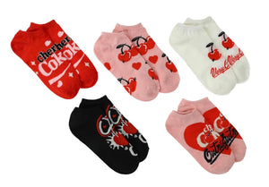 CHERRY COCA-COLA Ladies Valentines Day 5 Pair Of No Show Socks ‘Outrageous’ - Novelty Socks And Slippers
