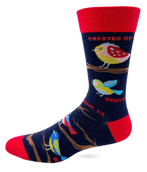 FABDAZ Brand Men’s BIRD Socks ‘I LOVE TITS’ BEARDED Tit, Long Tailed Tit