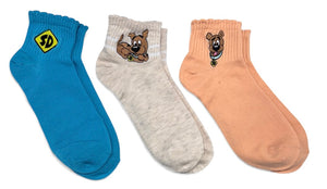 SCOOBY-DOO Ladies 3 Pair Of Socks Embroidered Scooby - Novelty Socks And Slippers