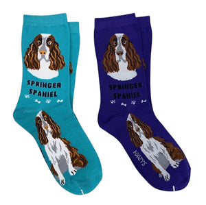 SPRINGER SPANIEL Dog Ladies 2 Pair Of Socks FOOZYS Brand - Novelty Socks And Slippers