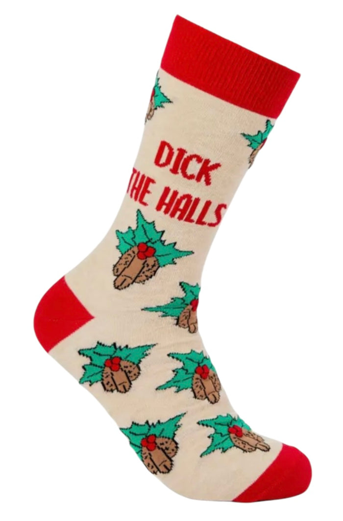 URBAN ECCENTRIC Unisex DICKS With HOLLY LEAVES CHRISTMAS Socks DICK THE HALLS