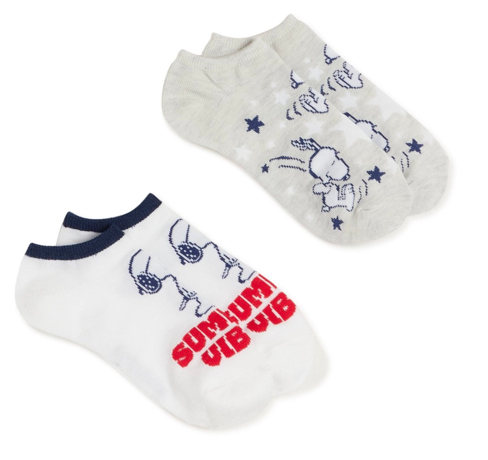 PEANUTS Ladies 2 Pair of SNOOPY PATRIOTIC No Show Socks ‘SUMMER VIBES’ - Novelty Socks And Slippers