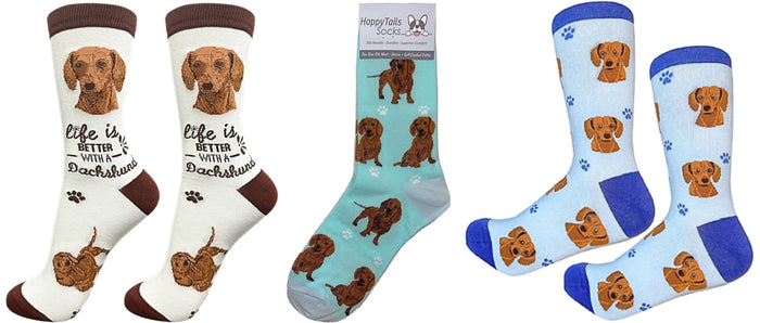 RED DACHSHUND Dog Unisex Socks By E&S Pets