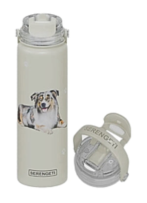 AUSTRALIAN SHEPHERD Dog Stainless Steel 24 Oz. Water Bottle SERENGETI Brand By E&S Pets - Novelty Socks for Less