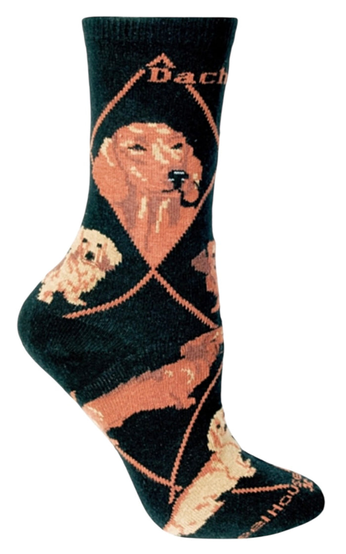 WHEEL HOUSE DESIGNS Brand MEN’S RED DACHSHUND DOG SOCKS