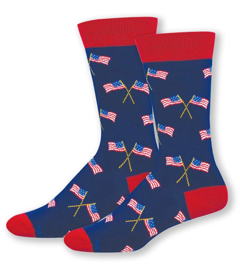 PATRIOTIC AMERICAN FLAGS Men’s Socks SOCKSMITH Brand 250th Anniversary Collection