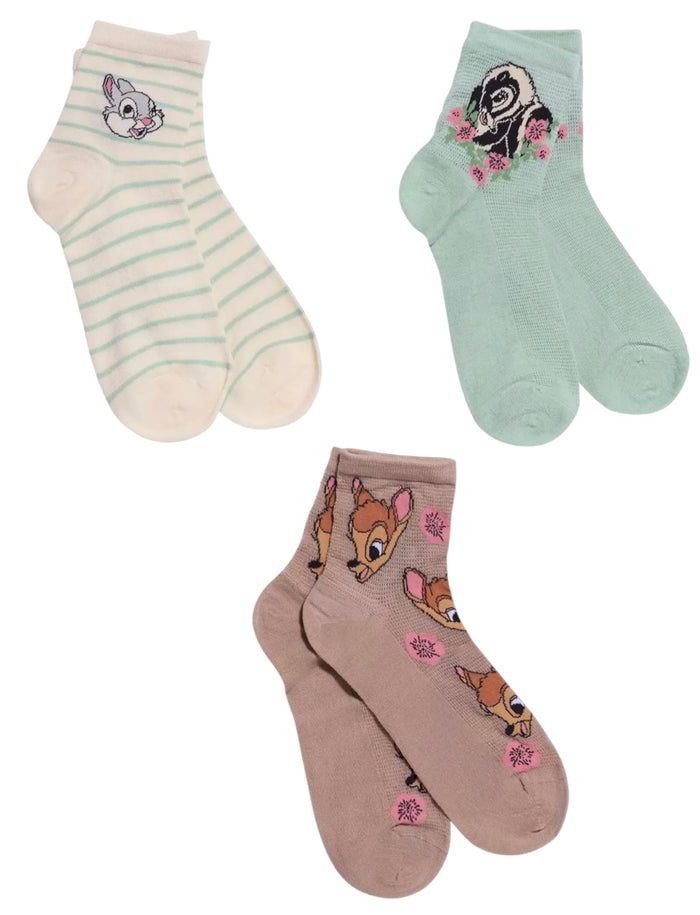 DISNEY BAMBI Ladies 3 Pair Of Socks THUMPER THE BUNNY, FLOWER