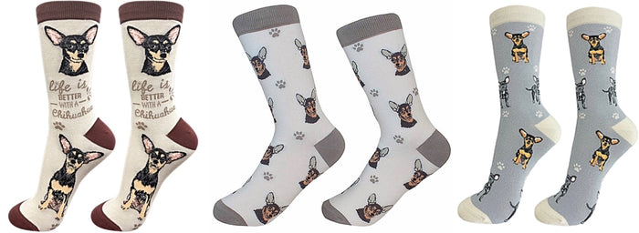 BLACK CHIHUAHUA Dog Unisex Socks By E&S Pets CHOOSE SOCK DADDY, HAPPY TAILS, LIFE IS BETTER