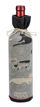 PRIMITIVES BY KATHY ALCOHOL WINE BOTTLE SOCK ‘STAY HOME, DRINK WINE & PET THE CAT’ - Novelty Socks for Less