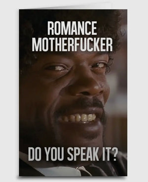 SAMUEL L. JACKSON Sassy Love Greeting Card ‘ROMANCE MOTHERFUCKER DO YOU SPEAK IT?’ - Novelty Socks And Slippers