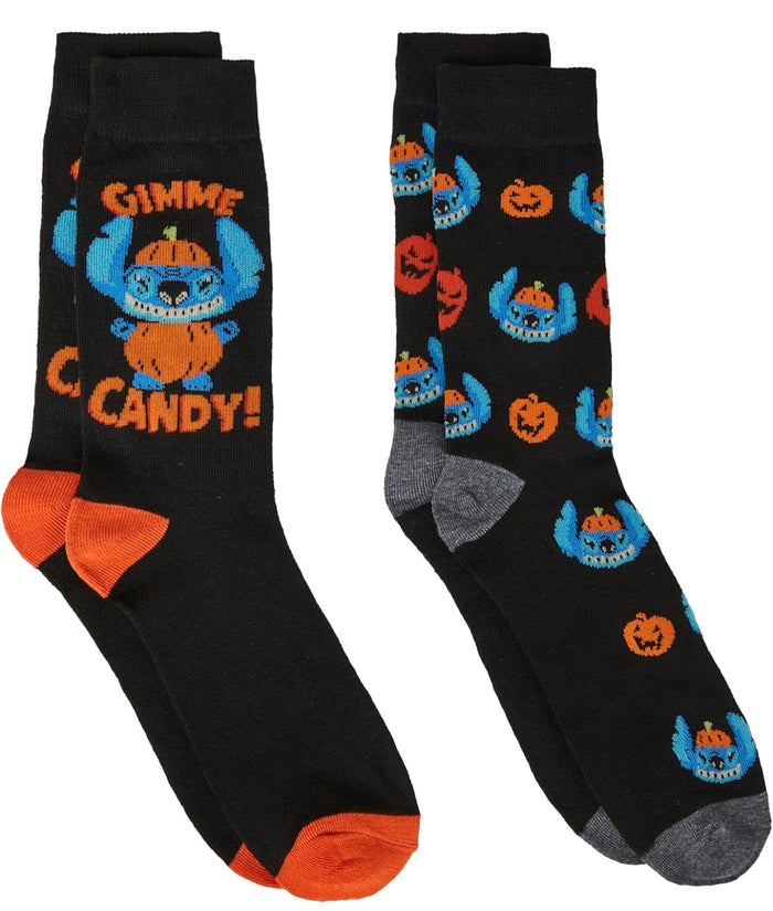 DISNEY LILO & STITCH Men’s HALLOWEEN 2 Pair Of Socks ‘GIMME CANDY!’