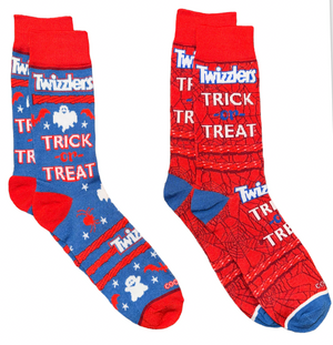 TWIZZLERS CANDY Men’s 2 Pair Of HALLOWEEN Socks ‘TRICK OR TREAT’ COOL SOCKS Brand - Novelty Socks And Slippers