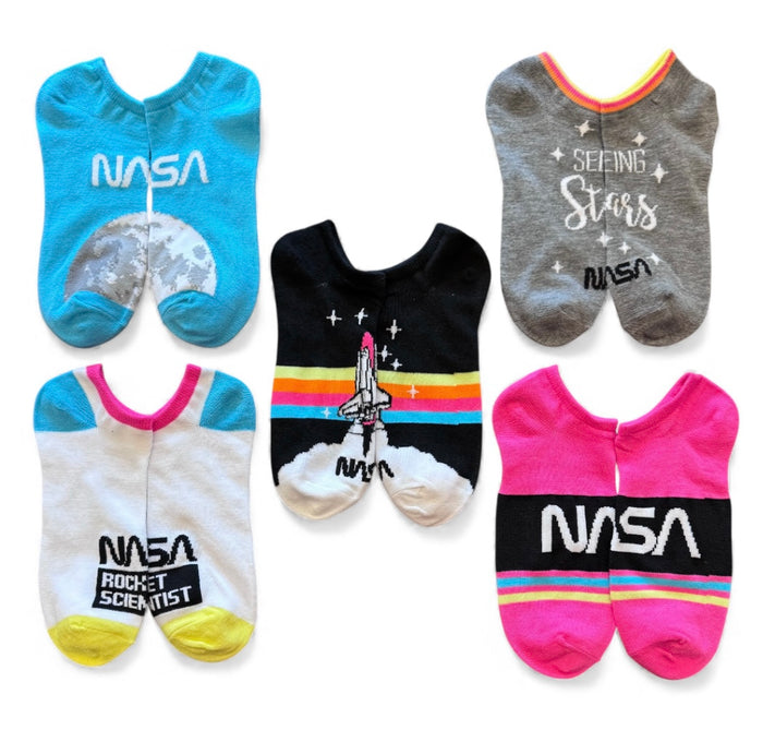 NASA Ladies 5 Pair Of No Show Socks SEEING STARS
