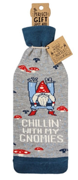 PRIMITIVES BY KATHY ALCOHOL WINE BOTTLE SOCK ‘CHILLIN’ WITH MY GNOMIES’ - Novelty Socks for Less