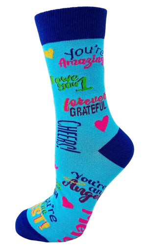 FABDAZ Brand Ladies THANK YOU Socks FOREVER GRATEFUL, GRACIAS, YOU ROCK - Novelty Socks And Slippers