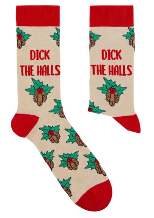 URBAN ECCENTRIC Unisex DICKS With HOLLY LEAVES CHRISTMAS Socks DICK THE HALLS