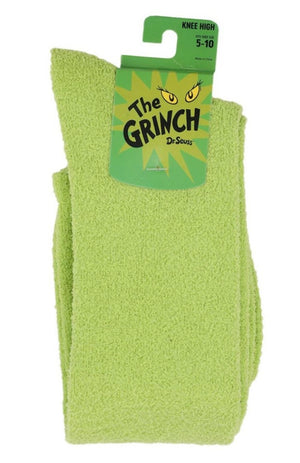 DR. SEUSS HOW THE GRINCH STOLE CHRISTMAS Ladies 3-D Plush Knee High Socks BIOWORLD Brand