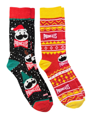 PRINGLES POTATO CHIPS Men’s CHRISTMAS 2 Pair Of Socks COOL SOCKS Brand - Novelty Socks And Slippers