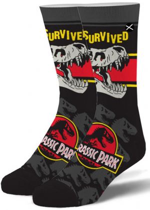JURASSIC PARK Men’s Socks ODD SOX Brand ‘I SURVIVED JURASSIC PARK’ - Novelty Socks And Slippers