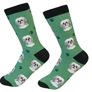 BEIGE SHIH TZU Dog Unisex Socks By E&S Pets CHOOSE SOCK DADDY, HAPPY TAILS, LIFE IS BETTER - Novelty Socks for Less