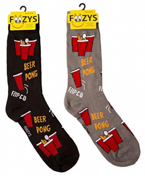 FOOZYS Brand Men’s BEER PONG 2 Pair Of Socks - Novelty Socks And Slippers