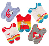 PEANUTS Ladies 5 Pair Of RAINBOW PRIDE No Show Socks SNOOPY & WOODSTOCK (Choose Style) - Novelty Socks And Slippers
