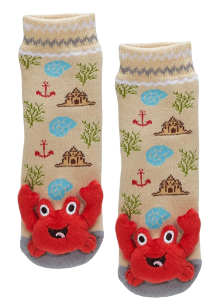 CRAB & SANDCASTLES Unisex Toddler Gripper Bottom Socks MESSY MOOSE Brand