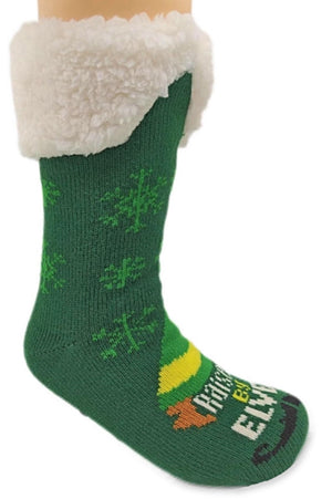 ELF THE MOVIE Ladies Sherpa Lined Gripper Bottom Slipper Socks - Novelty Socks And Slippers
