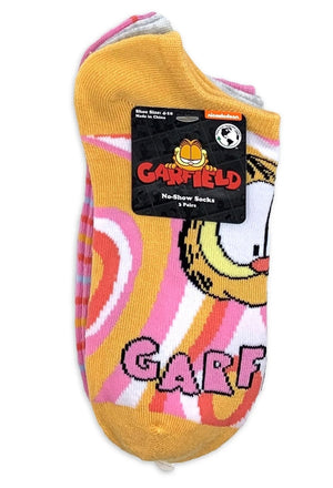 GARFIELD & ODIE Ladies 3 Pair Of No Show Socks ‘100% THAT CAT’ - Novelty Socks And Slippers