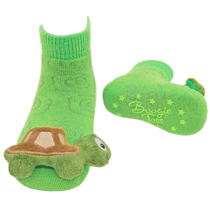 BOOGIE TOES Unisex Baby TURTLE RATTLE GRIPPER BOTTOM SOCKS By PIERO LIVENTI - Novelty Socks And Slippers