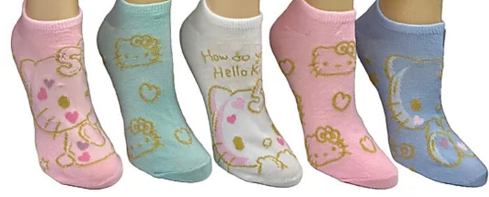 HELLO KITTY Ladies 50th ANNIVERSARY 5 Pair of No Show Socks LIMITED EDITION