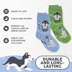 FOOZYS Brand Ladies 2 Pair Of SIBERIAN HUSKY Socks