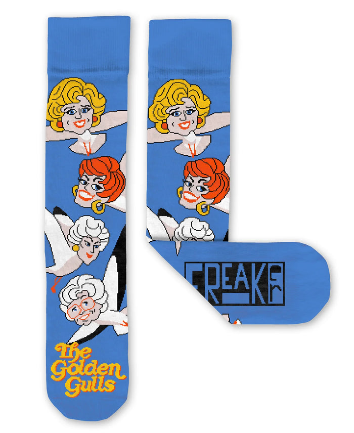 FREAKER FEET BRAND UNISEX ‘THE GOLDEN GULLS’ SOCKS MADE IN THE USA! THE GOLDEN GIRLS & SEAGULLS