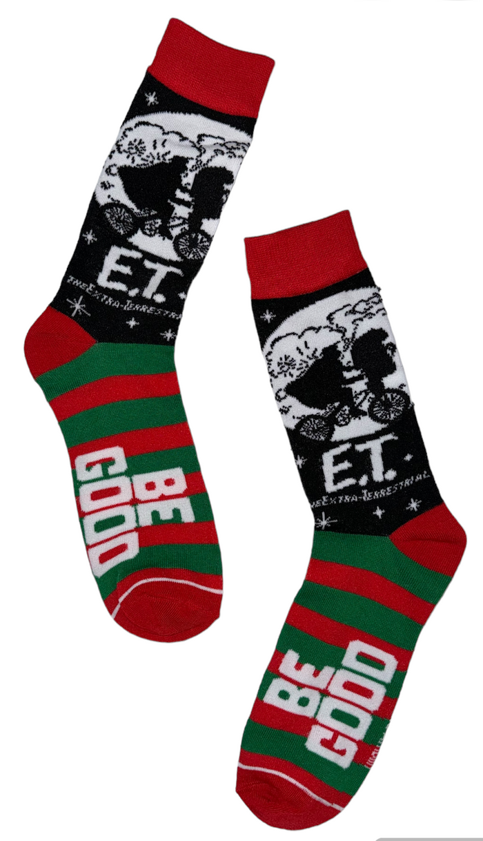 E.T. THE EXTRA TERRESTRIAL Men’s CHRISTMAS Socks ‘BE GOOD’ BIOWORLD Brand