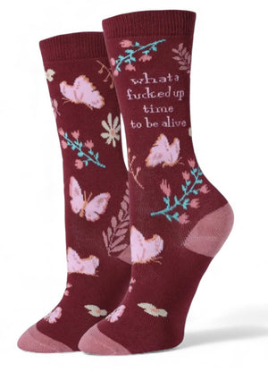 WHAT A FUCKED UP TIME TO BE ALIVE Ladies Socks Sock Harbor Brand - Novelty Socks And Slippers