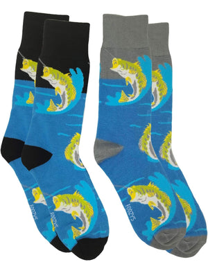 FOOZYS BRAND MEN’S 2 PAIR OF BASS FISHING SOCKS - Novelty Socks And Slippers