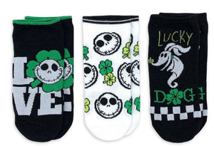 DISNEY NIGHTMARE BEFORE CHRISTMAS Ladies 3 Pair of ST. PATRICKS DAY No Show Socks With ZERO ‘LUCKY DOG’ - Novelty Socks And Slippers