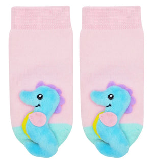 BOOGIE TOES Unisex Baby SEAHORSE RATTLE GRIPPER BOTTOM SOCKS By PIERO LIVENTI