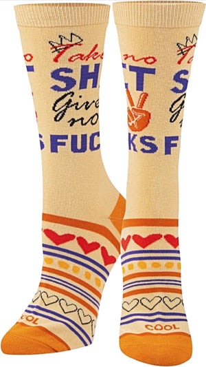 COOL SOCKS Brand Ladies Socks ‘TAKE NO SHIT GIVE NO FUCKS’ - Novelty Socks for Less