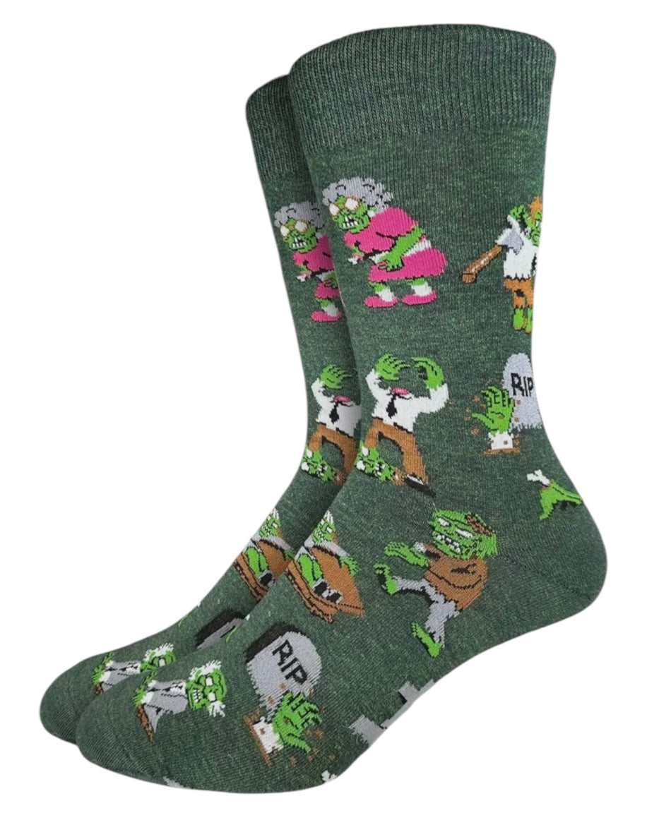 GOOD LUCK SOCK Brand Men’s HALLOWEEN Socks With ZOMBIES - Novelty Socks And Slippers