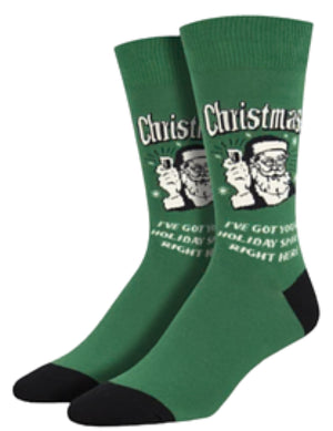 SOCKSMITH Brand CHRISTMAS Socks (CHOOSE MEN Or WOMEN) ‘I’VE GOT YOUR HOLIDAY SPIRIT RIGHT HERE’ - Novelty Socks for Less