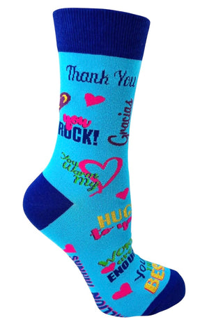 FABDAZ Brand Ladies THANK YOU Socks FOREVER GRATEFUL, GRACIAS, YOU ROCK - Novelty Socks And Slippers