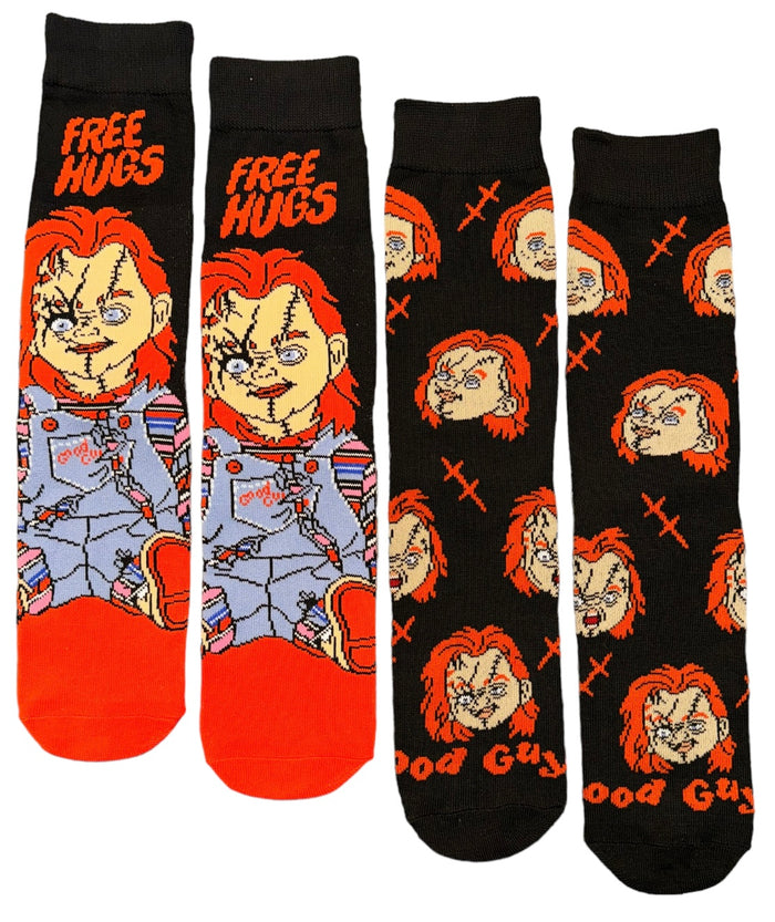 CHUCKY THE MOVIE Men’s 2 Pair Of Socks ‘FREE HUGS’ ‘GOOD GUYS’