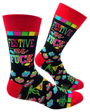 FABDAZ Brand Men’s FESTIVE AS FUCK CHRISTMAS Socks - Novelty Socks And Slippers
