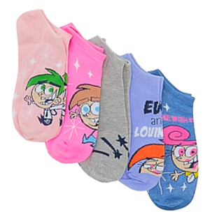 THE FAIRLY ODDPARENTS Ladies 5 Pair Of No Show Socks ‘ONE WISH COMIN’ UP!’ - Novelty Socks for Less