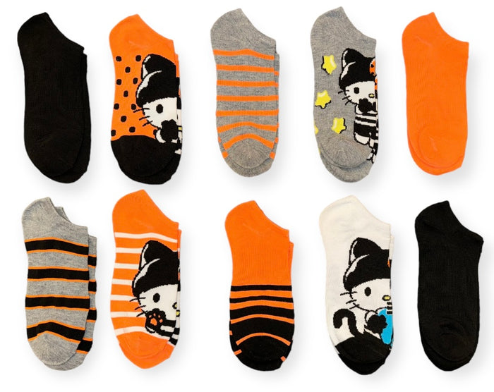 SANRIO HELLO KITTY HALLOWEEN Ladies 10 Pair Of No Show Socks