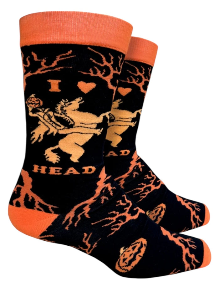 I Love Head Men’s HEADLESS HORSEMAN Halloween Socks GROOVY THINGS Brand
