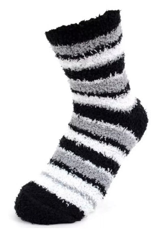 NOLLIA Brand Ladies 3 Pair Striped Warm & Fuzzy Socks