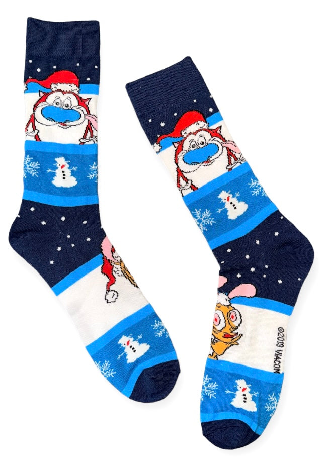 REN & STIMPY MEN'S CHRISTMAS Socks NICKELODEON